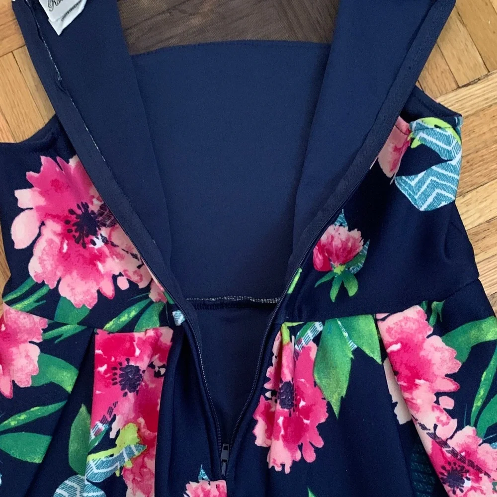 EUC Rare Editions - Floral Print Dress w/ Tulle Skirting - Girls Size 8